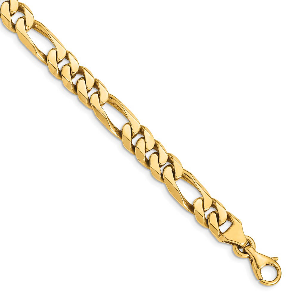 Men&#039;s 14k Yellow Gold, 8mm Figaro Link Chain Bracelet - 8 Inch