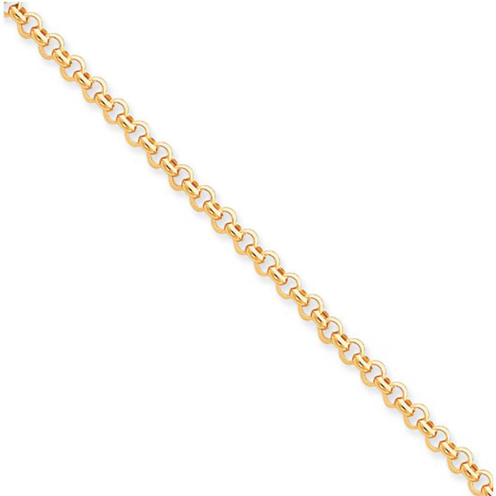 6.25mm Polished Hollow Rolo Chain Bracelet in 14k Yellow Gold