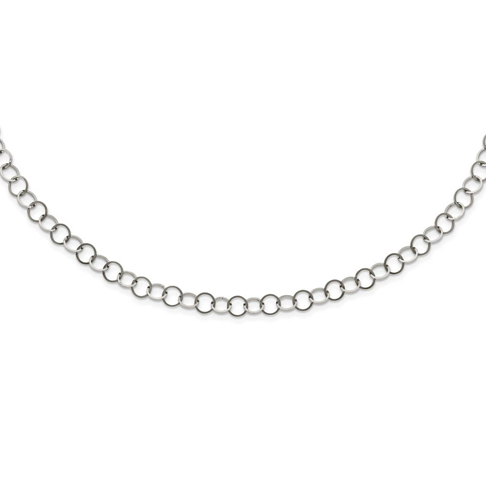 Stainless Steel 6mm Polished Circle Cable Link Chain Necklace, 30-Inch