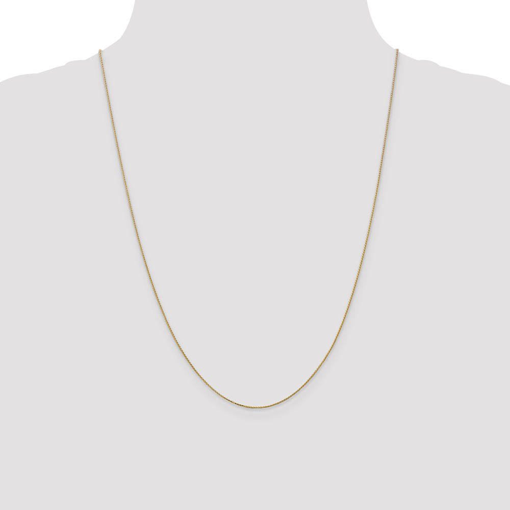 0.65mm 14k Yellow Gold D/C Spiga Chain Spring Ring Clasp Necklace