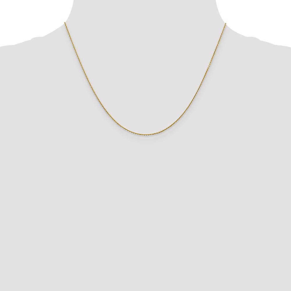 0.9mm 14k Yellow Gold Solid Diamond Cut Cable Chain Necklace
