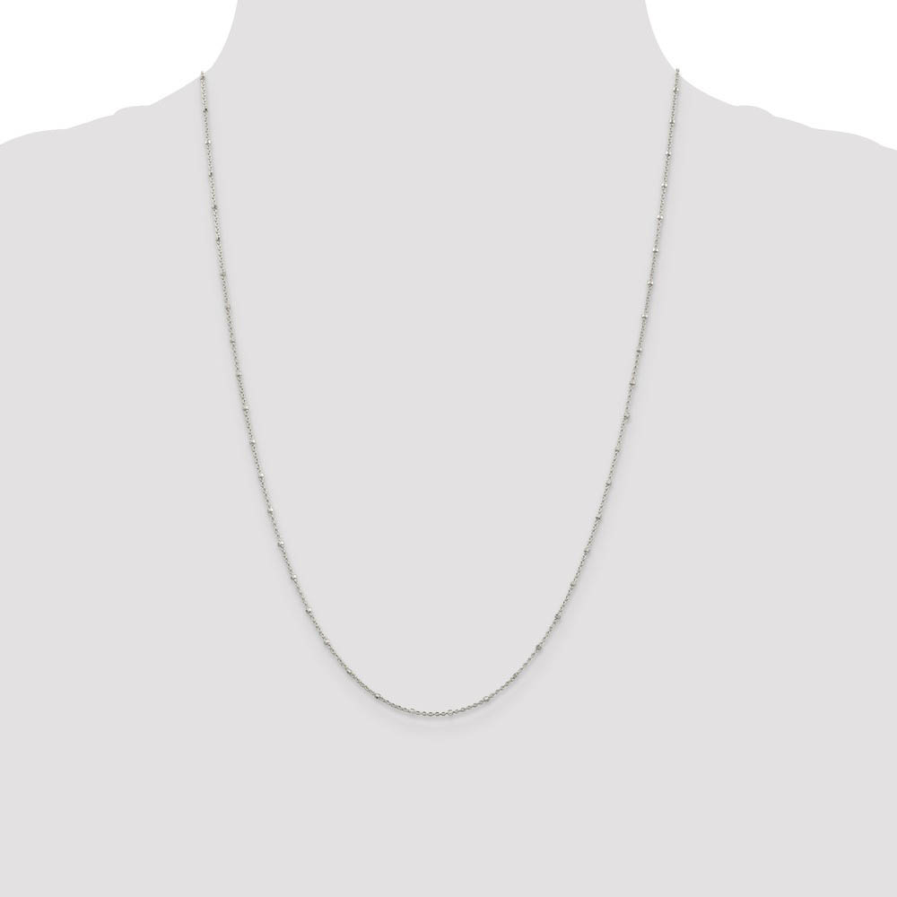 1.25mm Sterling Silver Solid Beaded Rolo Chain Necklace