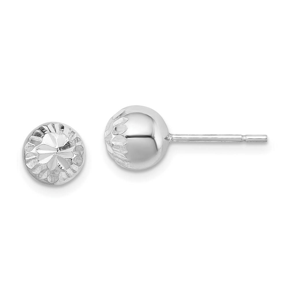 7mm Diamond Cut Ball Post Earrings in Sterling Silver