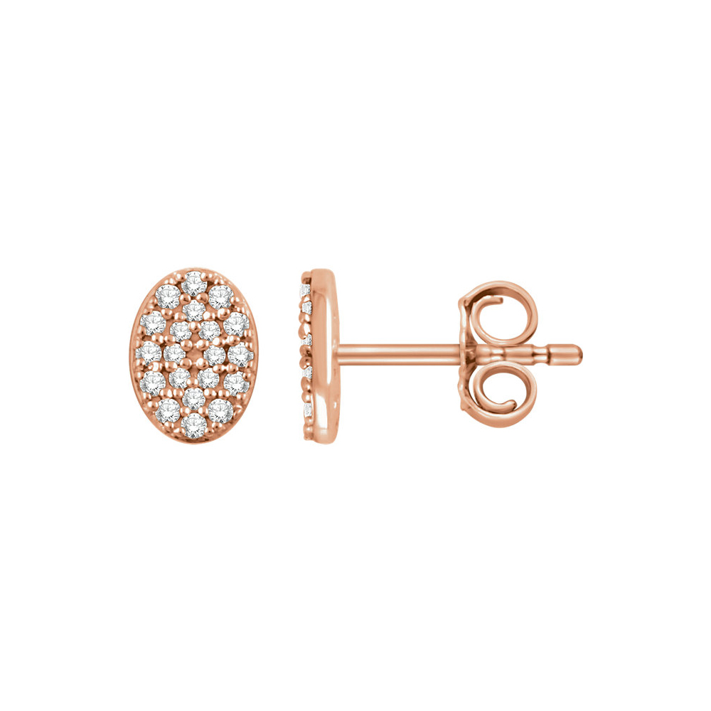 7mm Oval Diamond Cluster Post Earrings in 14k Rose Gold