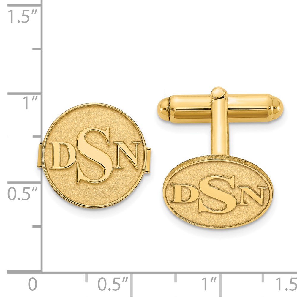 Personalized Raised Monogram Round Cuff Links, 16mm - Picture 9 of 9