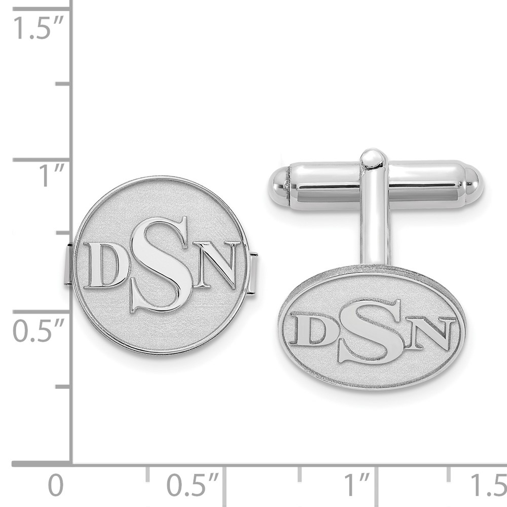 Personalized Raised Monogram Round Cuff Links, 16mm - Picture 8 of 9