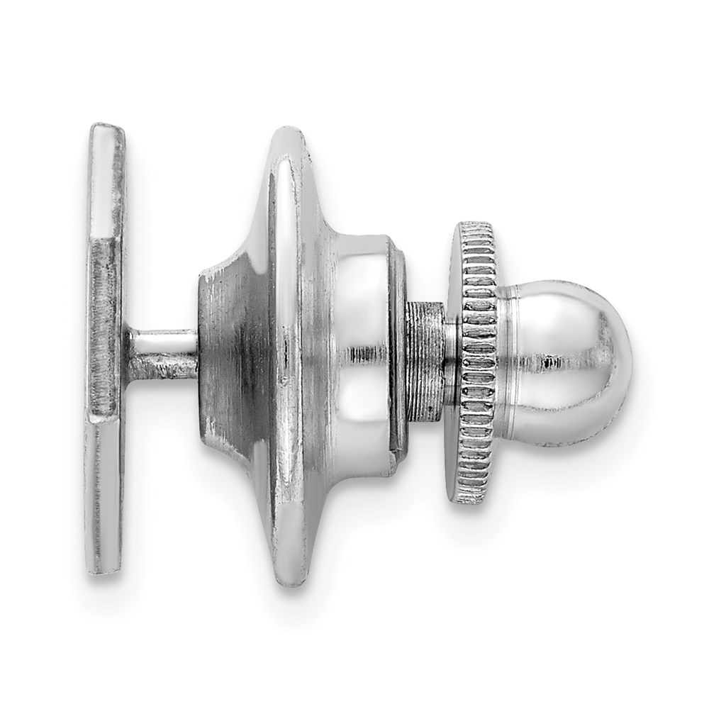 Rhodium Plated Sterling Silver Polished Octagon Lapel or Tie Pin, 10mm ...