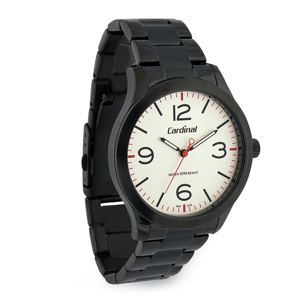 Cardinal Mens Black-plated 44mm Silver Dial Watch